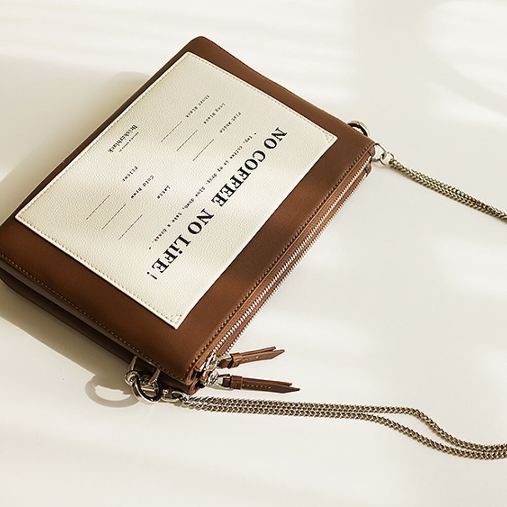Briskerblack Slogan Crossbody Bag – "No Coffee No Life" Leather Shoulder Bag - Picture 11 of 16
